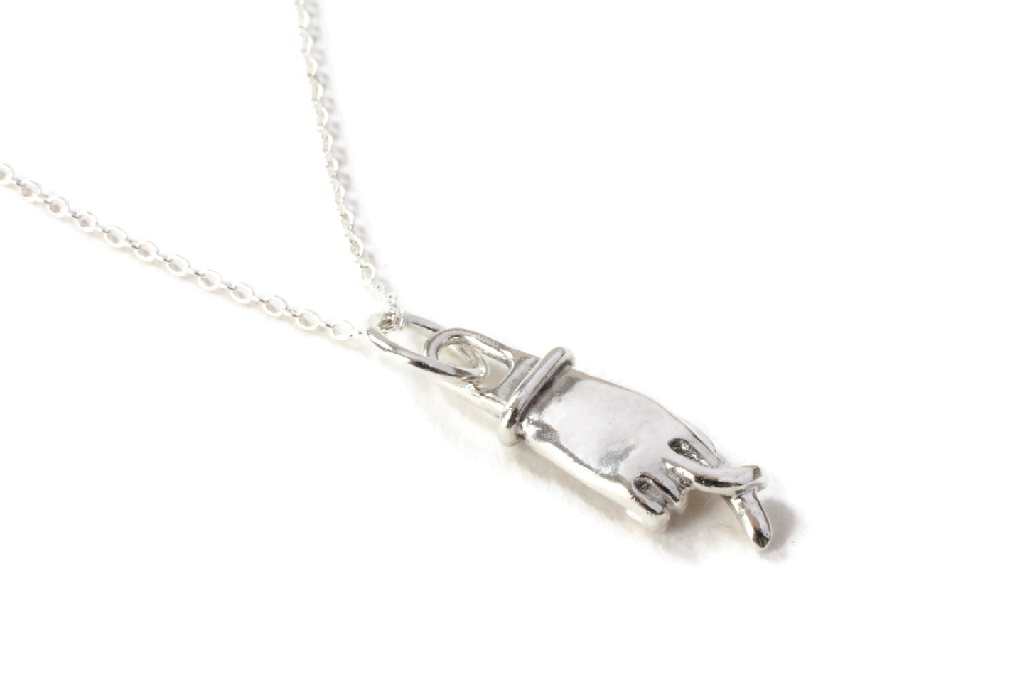 Sterling silver cross my fingers diamond necklace