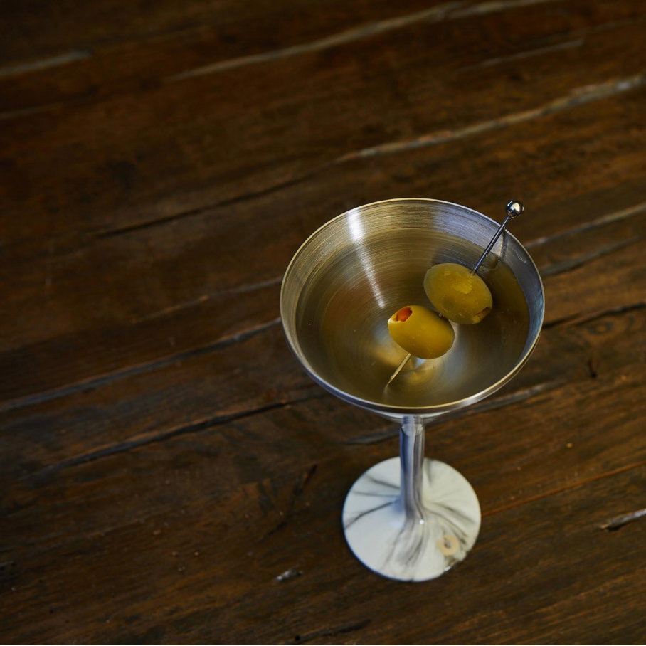 Stainless Steel Stemmed Martini Glass, Marble