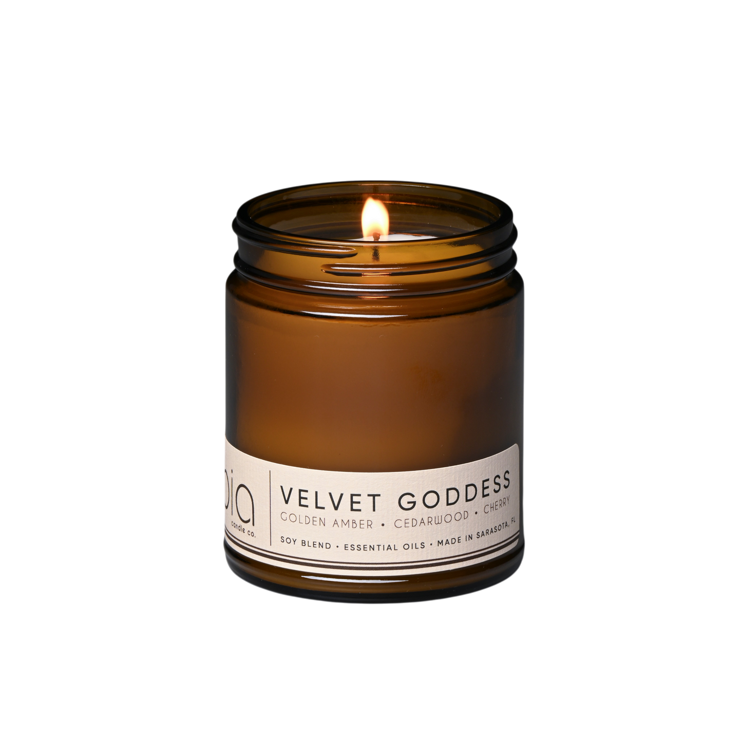 Velvet Goddess Soy Blend Candle — Amber, Vanilla & Cedarwood