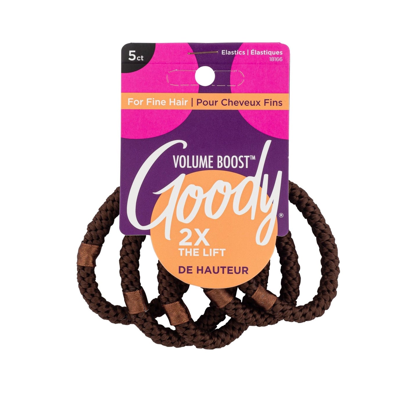 Goody Volume Boost Ouchless Ponytailers Elastics For Fine Hair 5CT Brown