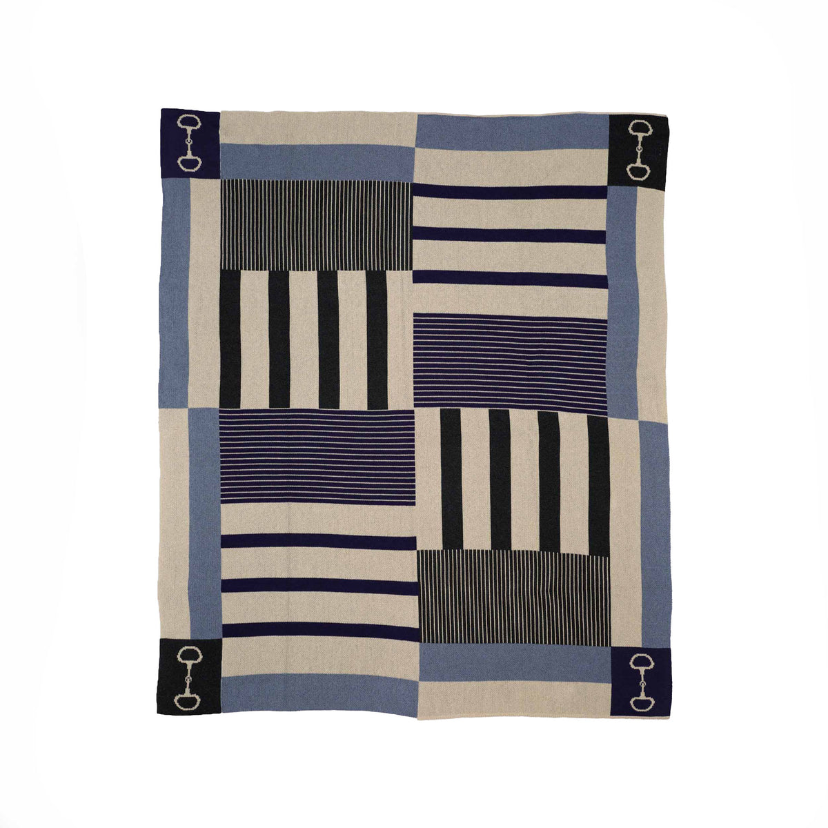 Equestrian Stable Stripe - Cotton Sustainable Knit Plaid Throw Blanket