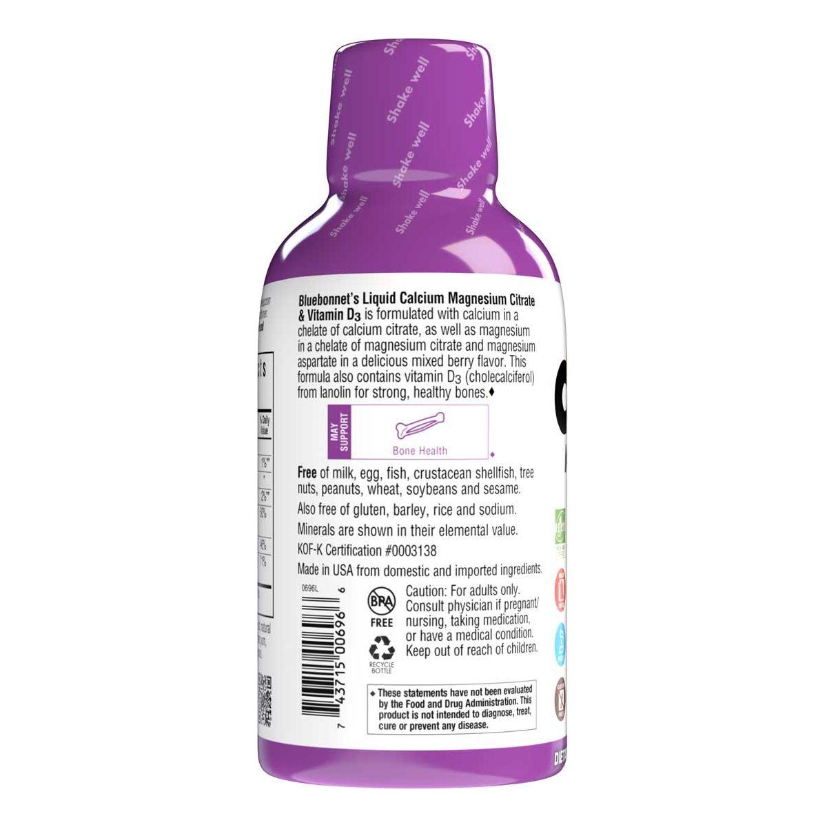 Bluebonnet Liquid Calcium Magnesium Citrate Plus Vitamin D3, Mixed Berry, 16 oz