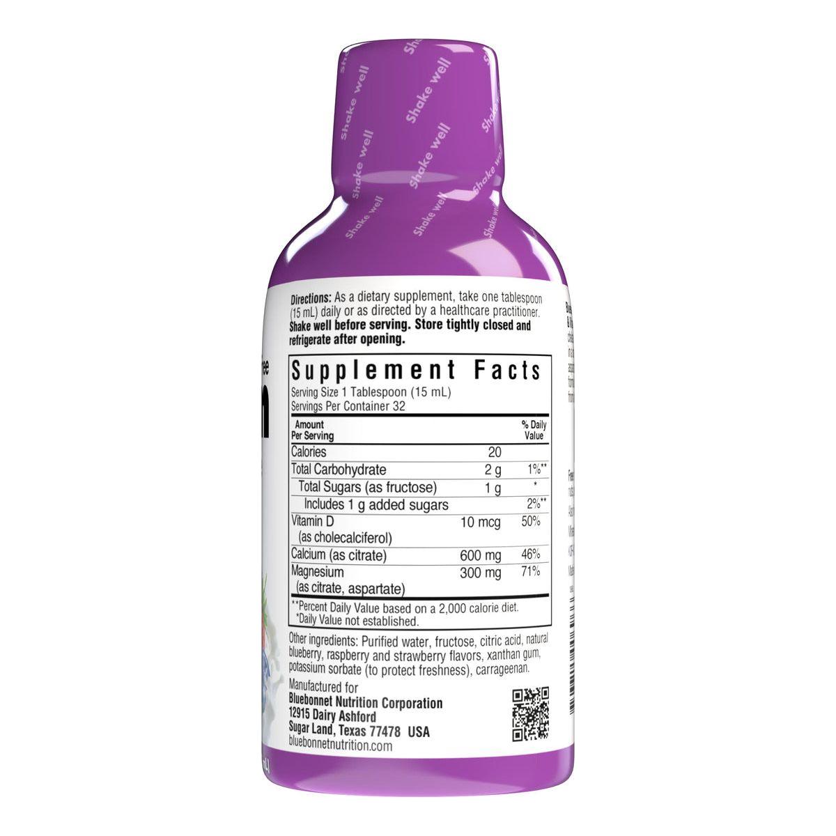 Bluebonnet Liquid Calcium Magnesium Citrate Plus Vitamin D3, Mixed Berry, 16 oz