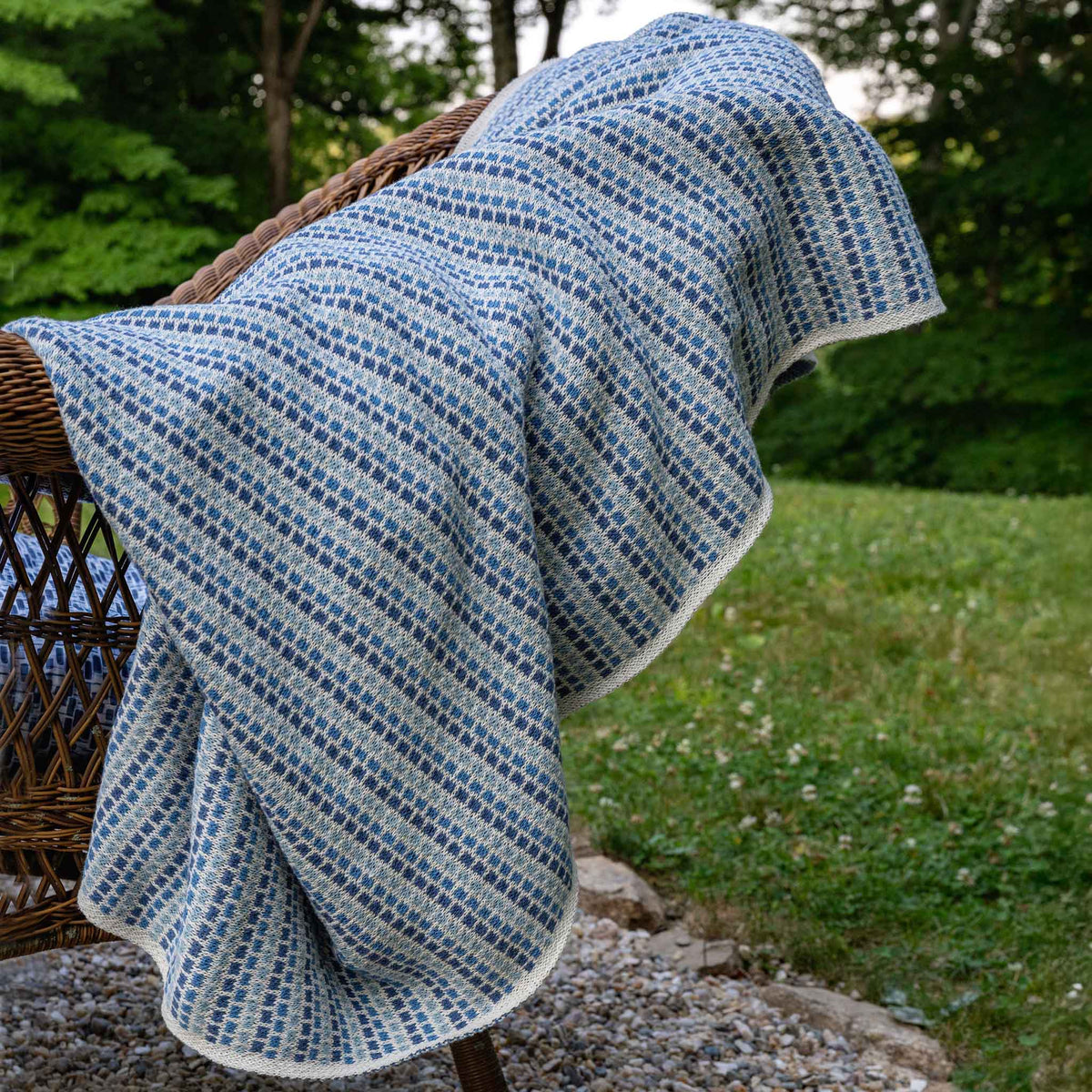 Block Lines - Cotton Sustainable Knit Geometric Throw Blanket