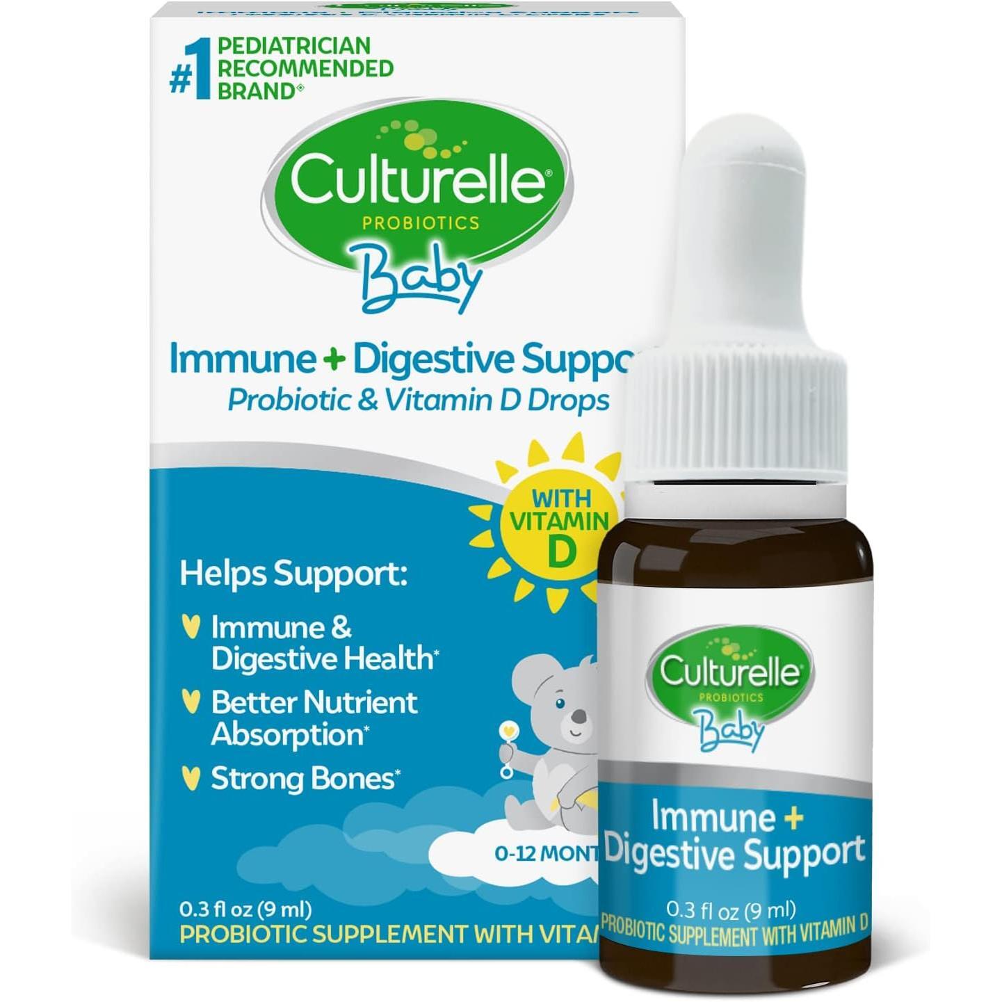 Culturelle Baby Grow + Thrive Probiotic + Vitamin D Drops 0-12 Months