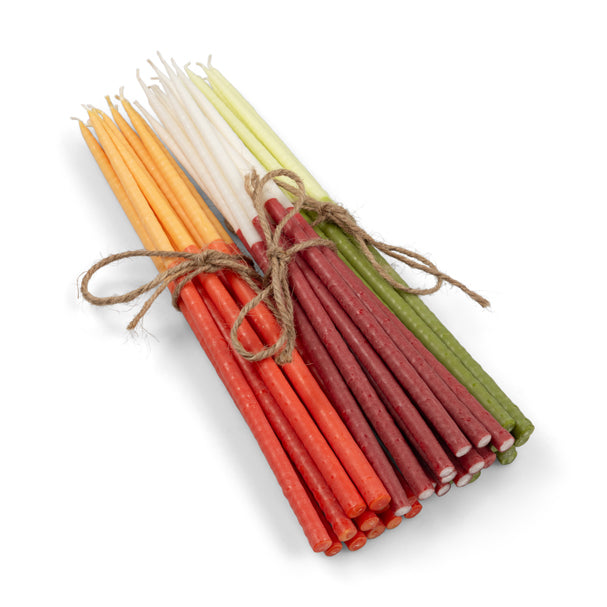 Thin Taper Candles - Two-Tone in Guardsman Red and Pearl