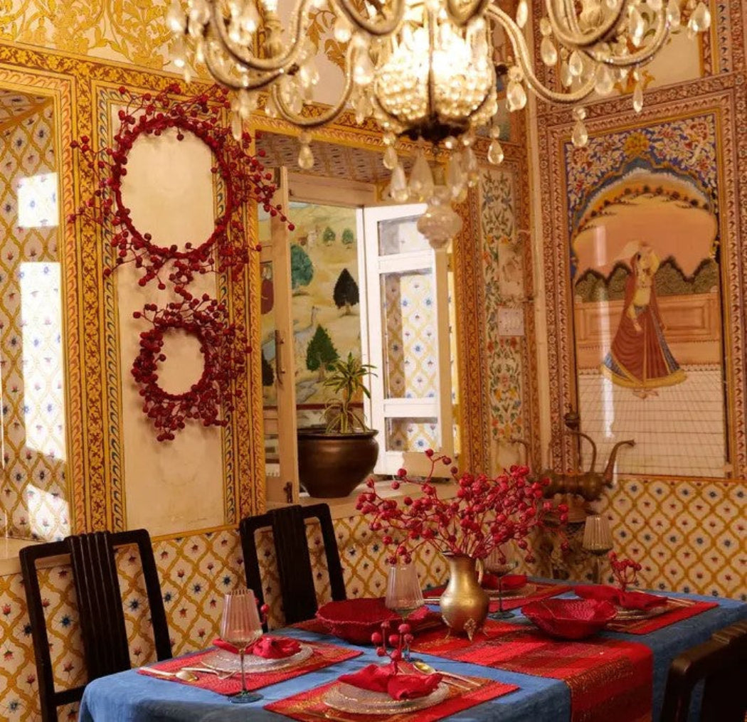 S/2 Red Jewel Striped Kantha Placemat