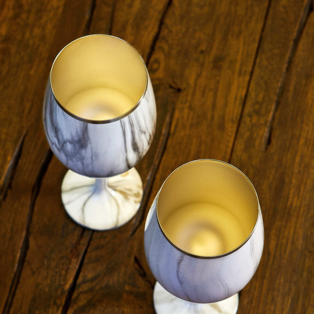 Stainless Steel Stemmed Wine Glass, Marble