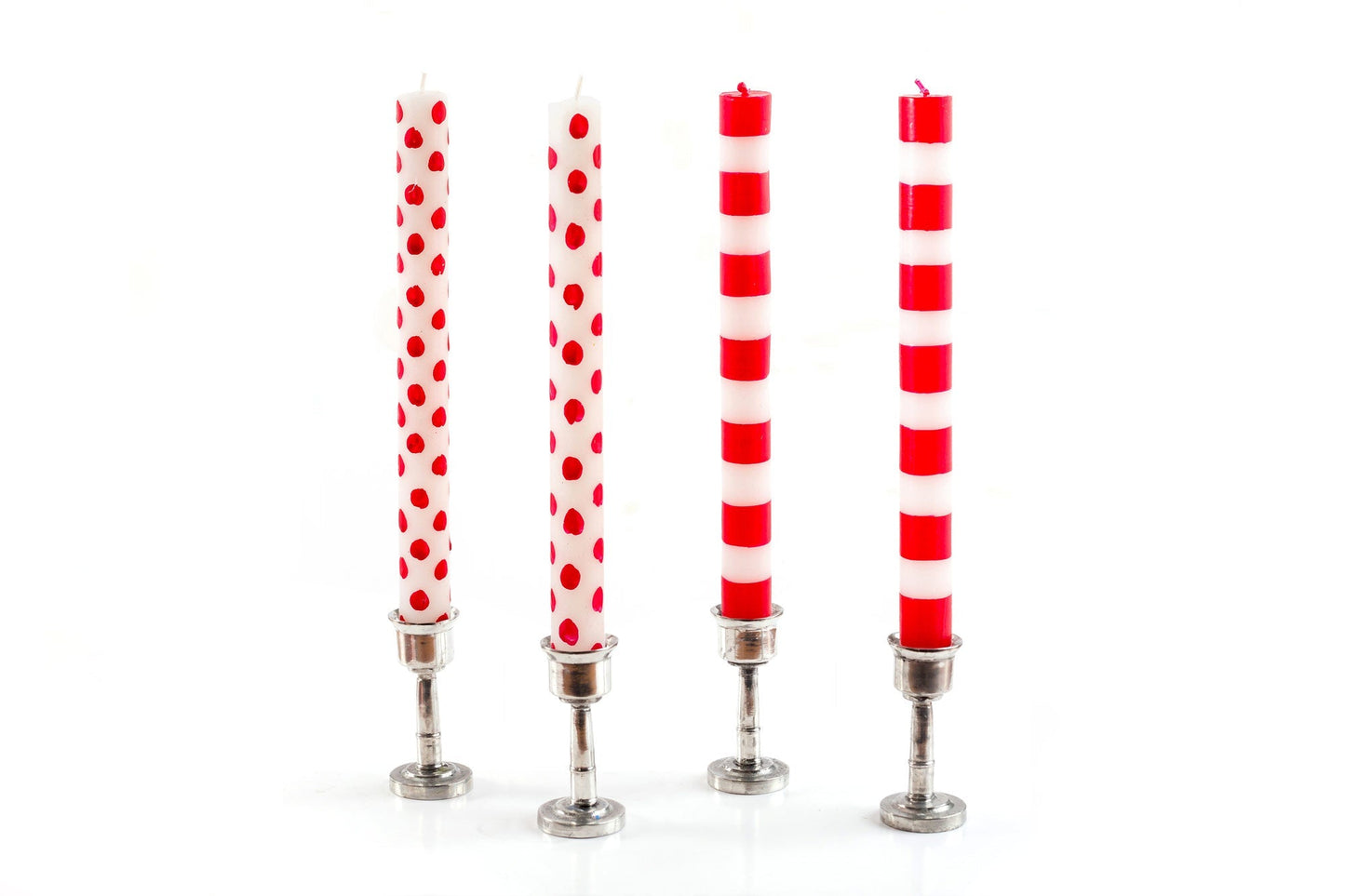 Red Dots & Stripes Tapers - Gift Box of 4