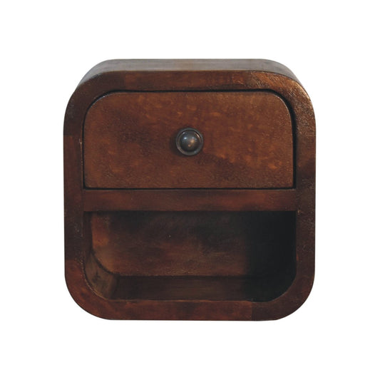Extra Mini Curved Chestnut Bedside Table