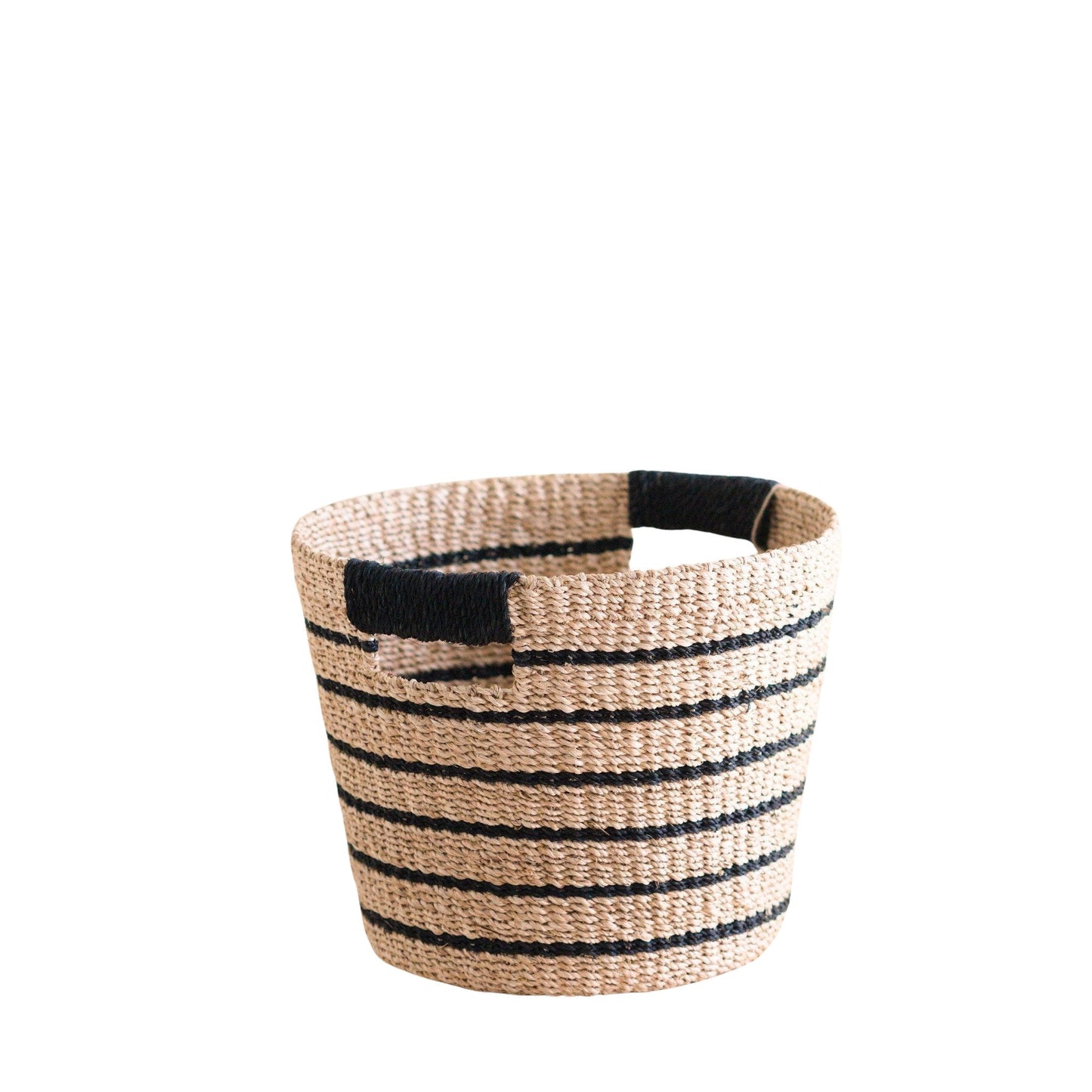 Black + Natural Striped Tapered Basket