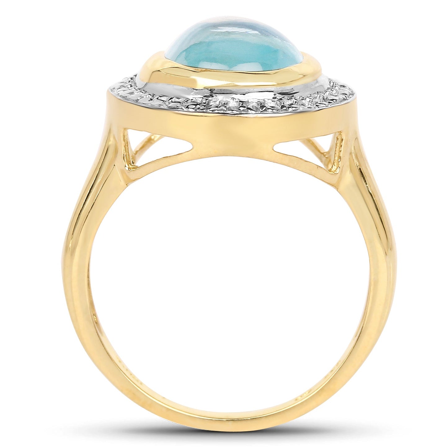 14K Yellow Gold Plated 6.70 Carat Genuine Blue Topaz .925 Sterling Silver Ring