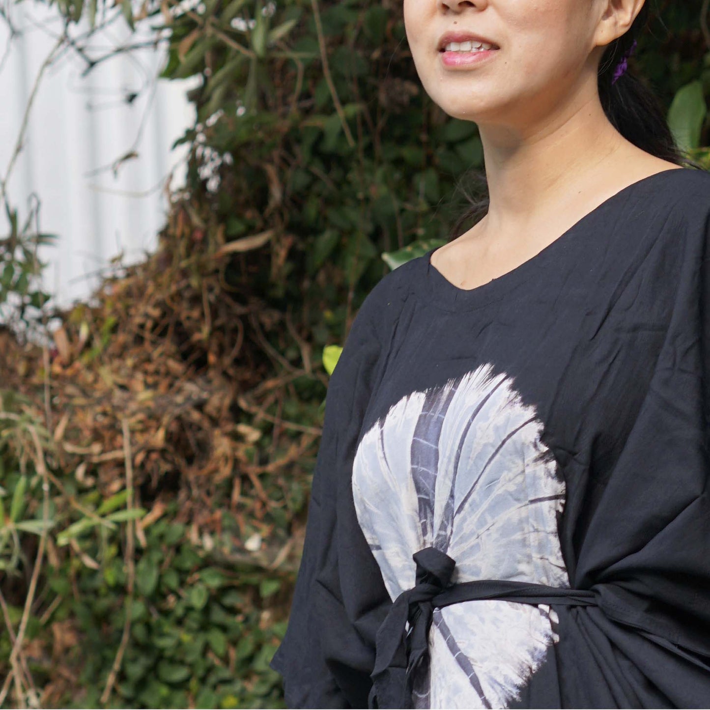 Kaftan Tie Dye Long Dress Shibori Black White Floral Pattern