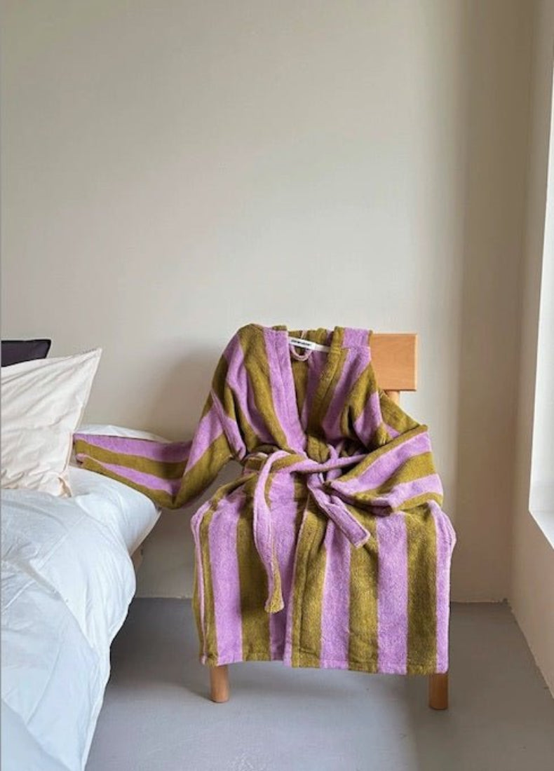 Ultra Soft Retro Whimsical Stripe Bath Robe