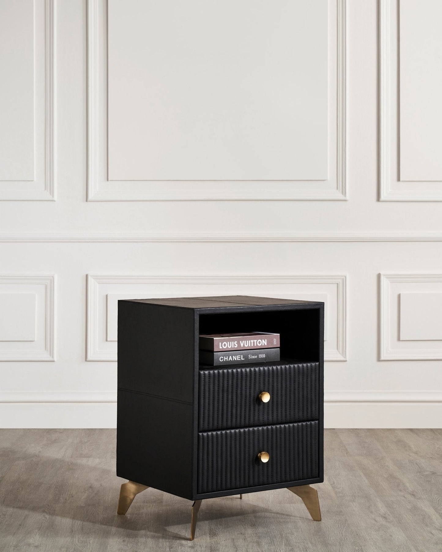 Stanford Two Drawer Leather Side Table