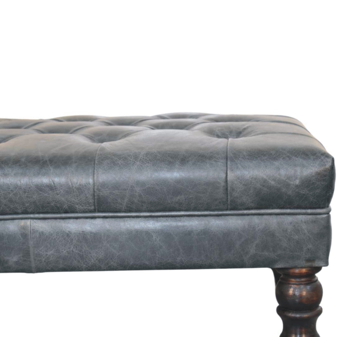 Buffalo Teal Leather Ottoman