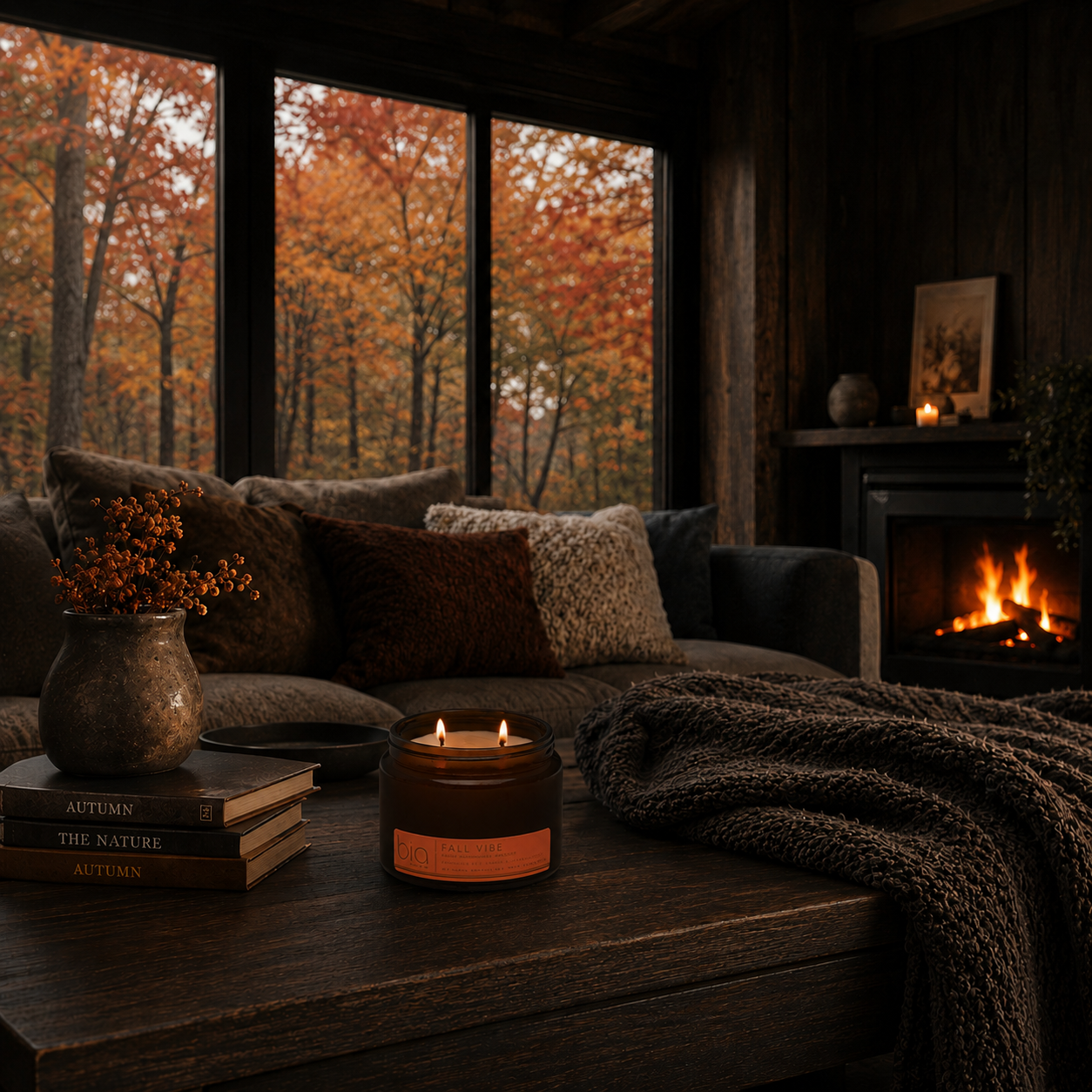 Fall Vibe Functional Fragrance Soy Blend Candle — Spiced Fruit, Cedarwood & Vanilla