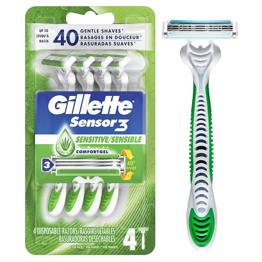Gillette Sensor 3 Sensitive Disposable Razors With Mach 3 Razor
