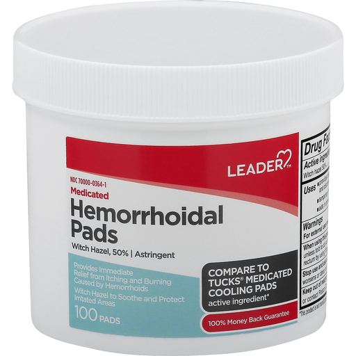 Leader Hemorrhoidal Pads, Medicated