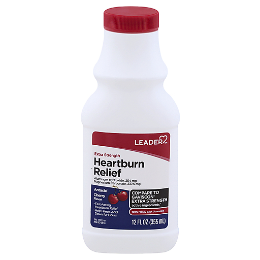 Leader Heartburn Relief, Extra Strength, Cherry Flavor 12 Oz