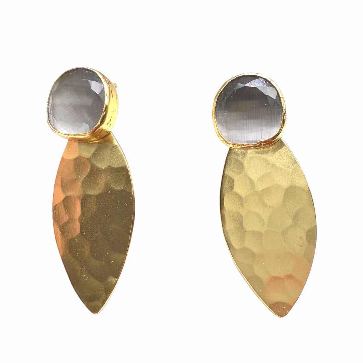 Karan Gray and Gold Hammer-Finished Earrings