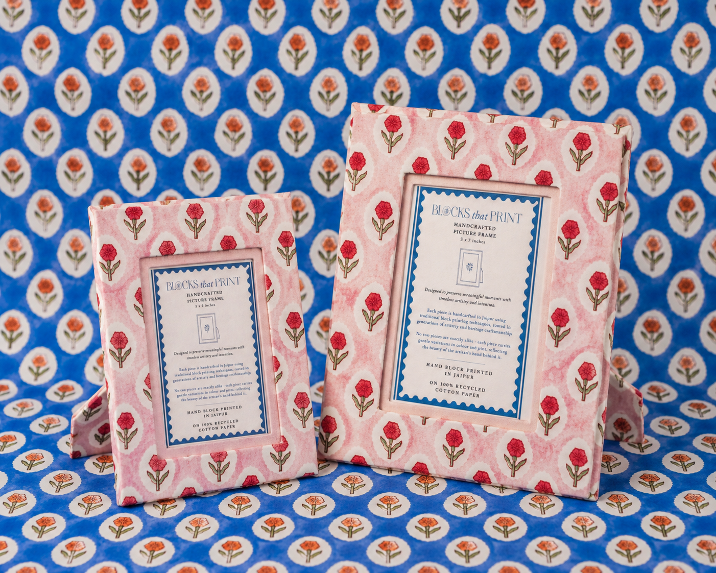 Medium Block Print Photo Frame (4 x 6)  - Tea Rose