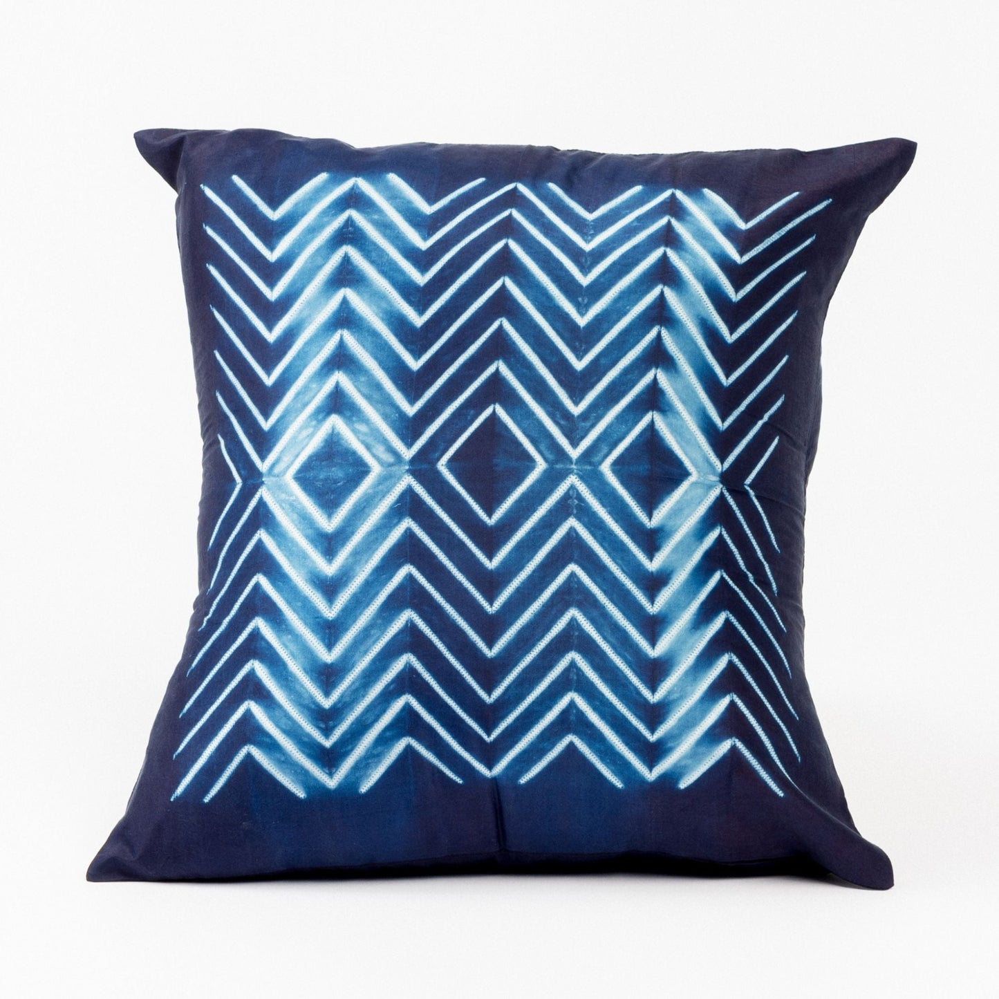 Naami Indigo Geometric Shibori Print Silk Pillow