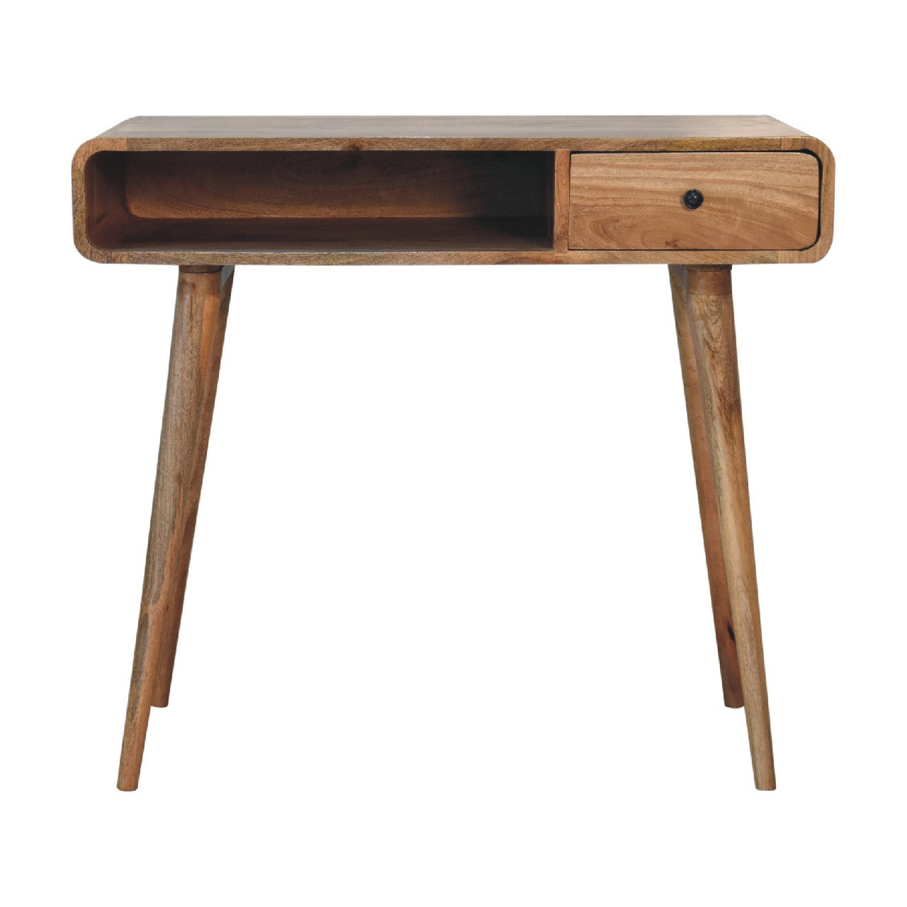 Solid Wood Curved Oak-ish Writing Desk
