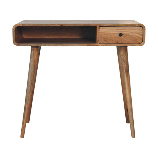 Solid Wood Curved Oak-ish Writing Desk