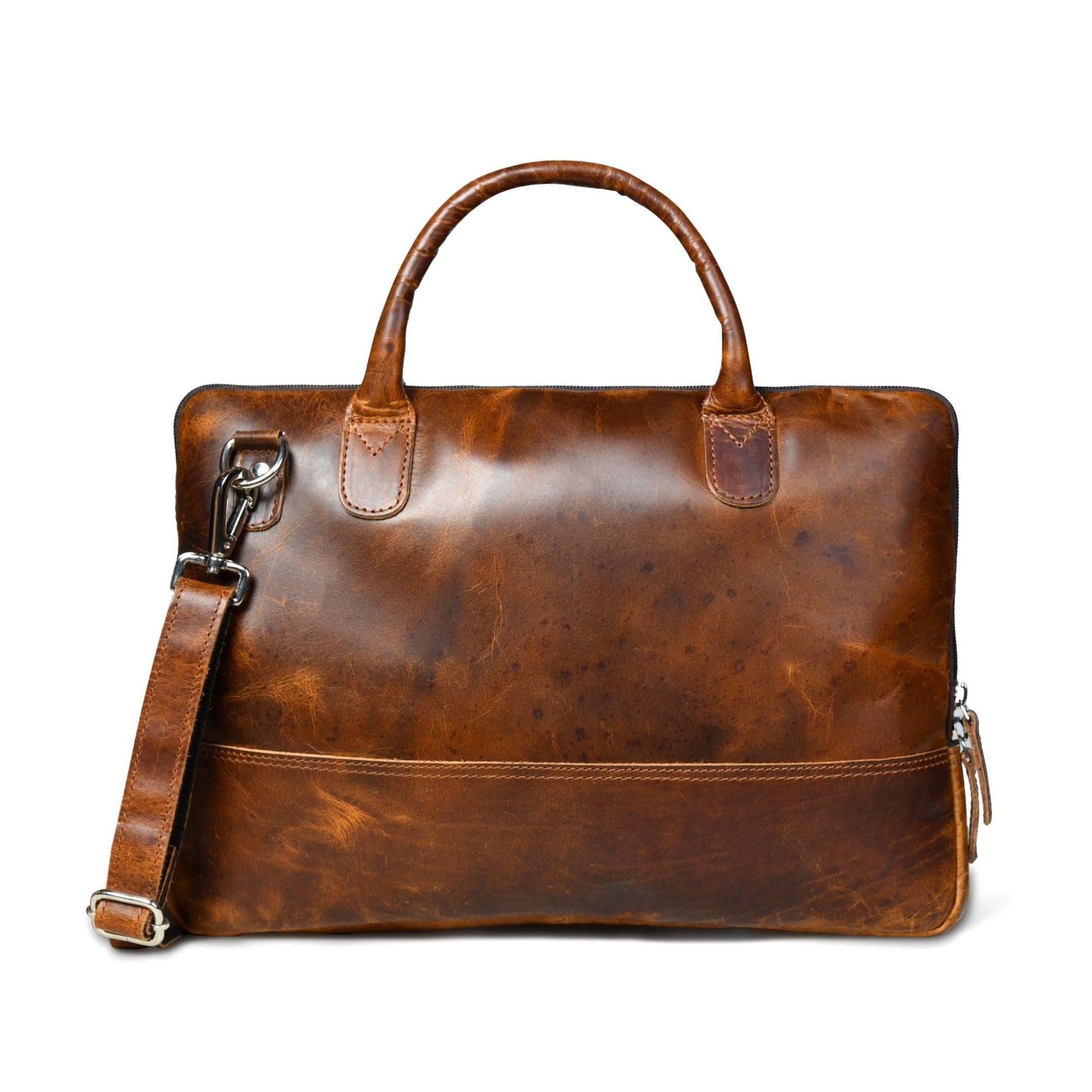 Modernist Leather Laptop Bag- Brown - Osadia Concept Store