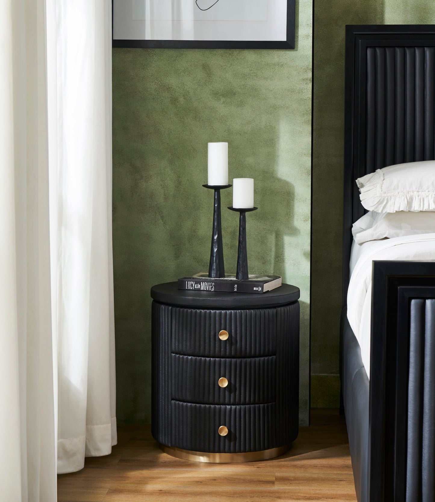 Stanford Round Leather Side Table