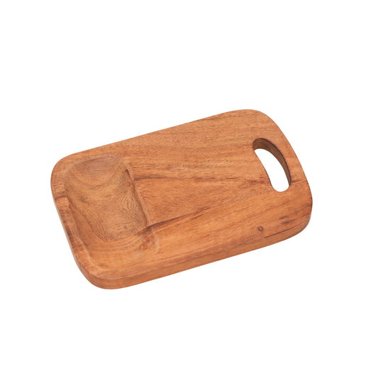 Handmade Acacia Wood Cutting Board with Handle, 7.75x12"