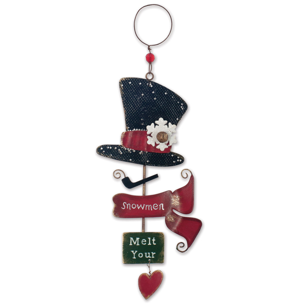 Festive Vintage Metal Holiday Hats Ornaments - Set of 4