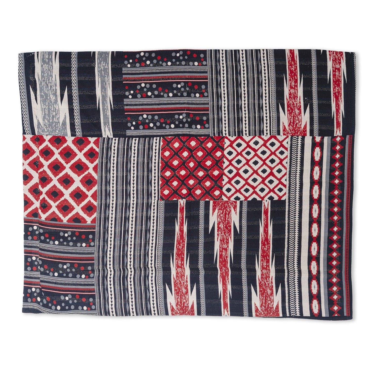 Monotone Ikat  Vintage Kantha Throw - Monotone Red