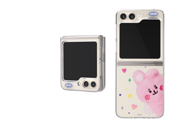BT21 Fluffy Galaxy Z Filp5 Clear Slim Case