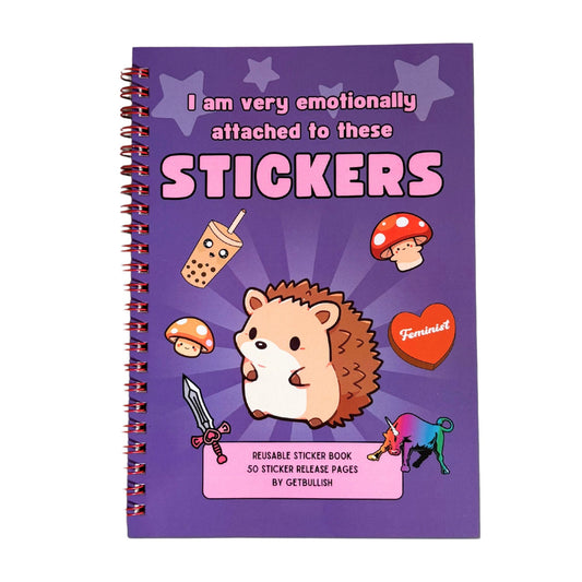 Reusable Sticker Storage Book | I Am Very Emotionally Attached to These Stickers | 50 Blank Pages Silicone Coated Release Paper Album