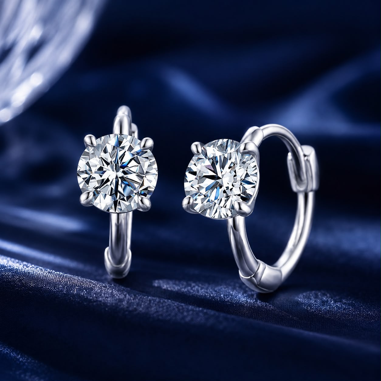 925 Sterling Silver & White Gold Plated 0.5 Carat Moissanite Earrings for Women