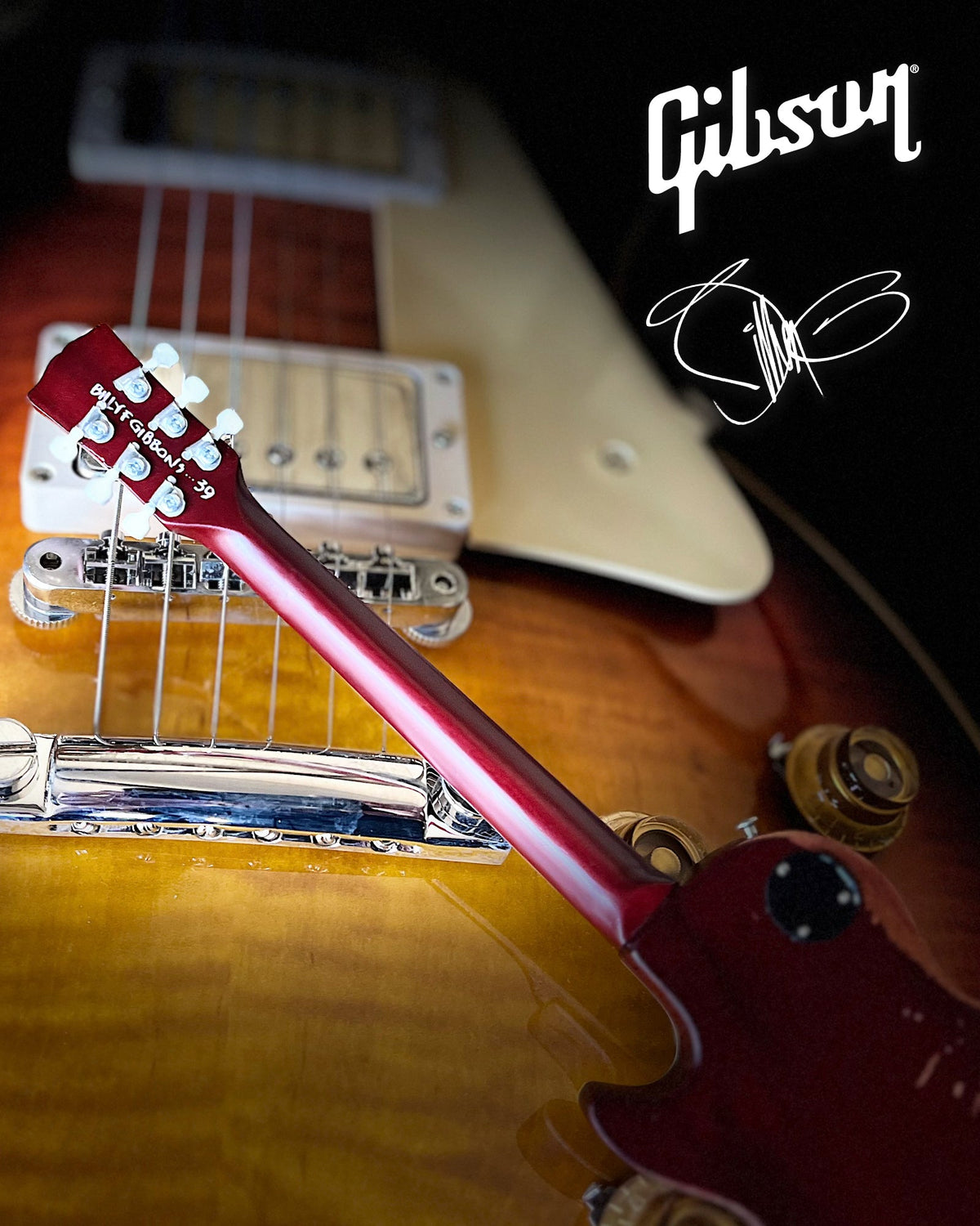 Billy F Gibbons AUTOGRAPHED Aged "Pearly Gates" Gibson Les Paul Mini Guitar Model