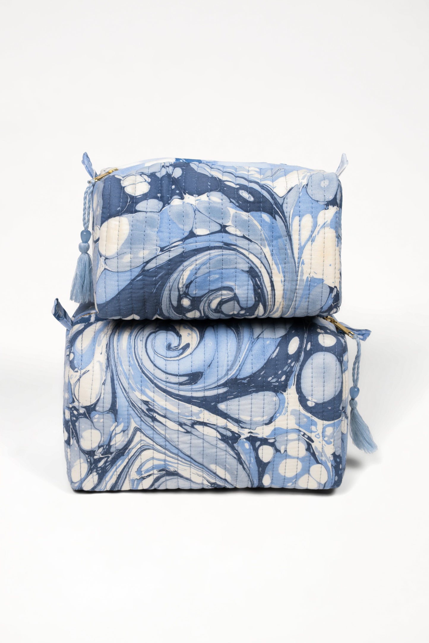 Ocean Wave Hand-Marbled Cosmetic Bag