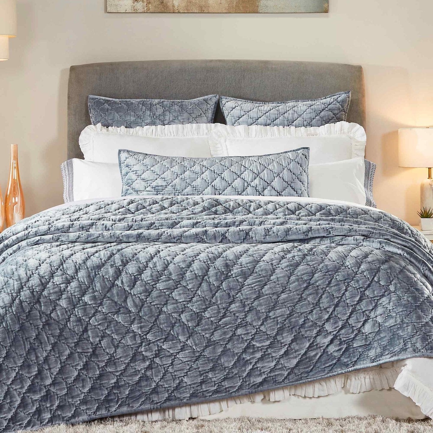 Clermont Diamond Velvet Quilt - Clearance