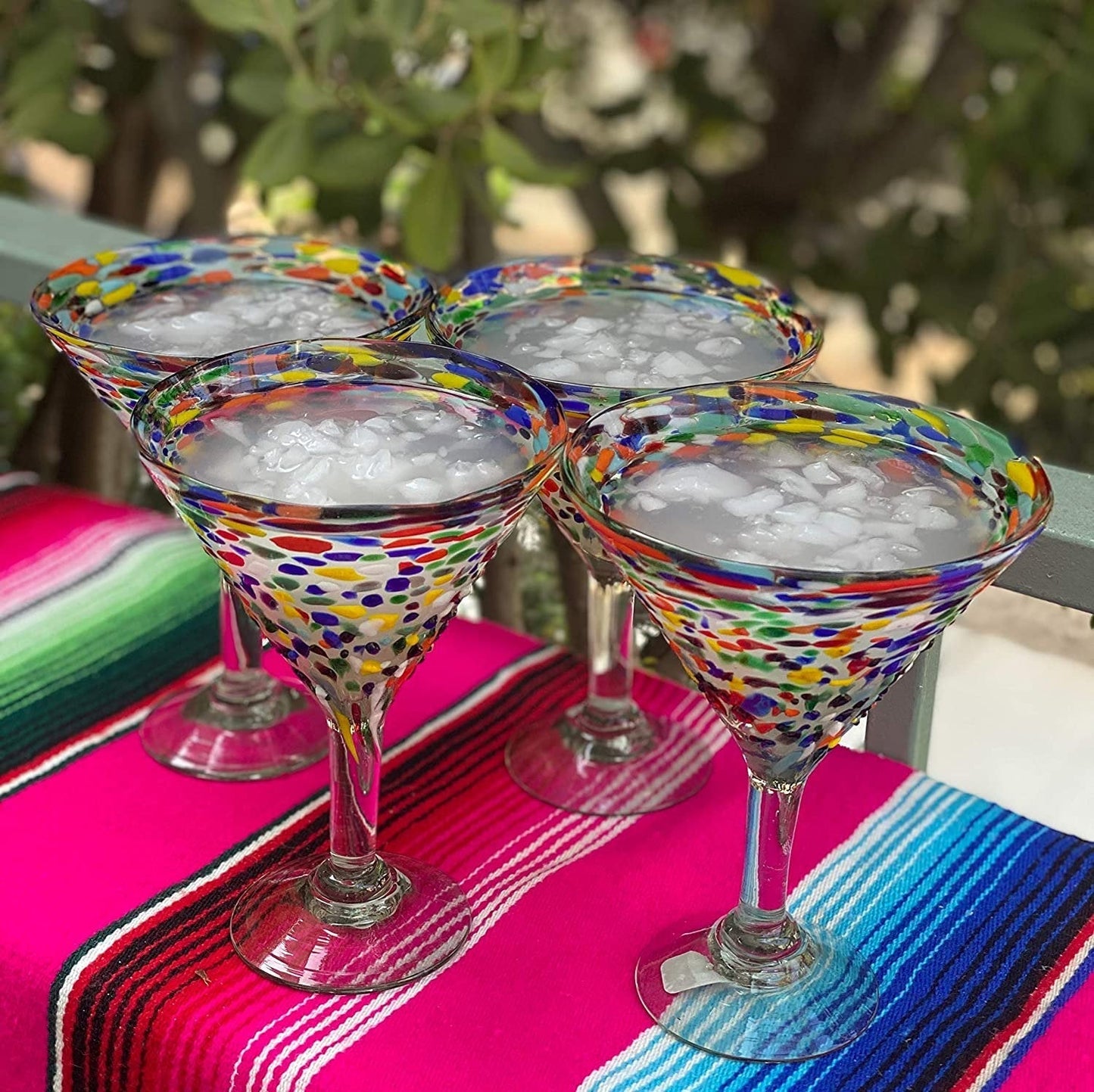 Confetti Rock Modern Margarita Glasses - Martini Style - Set of 4
