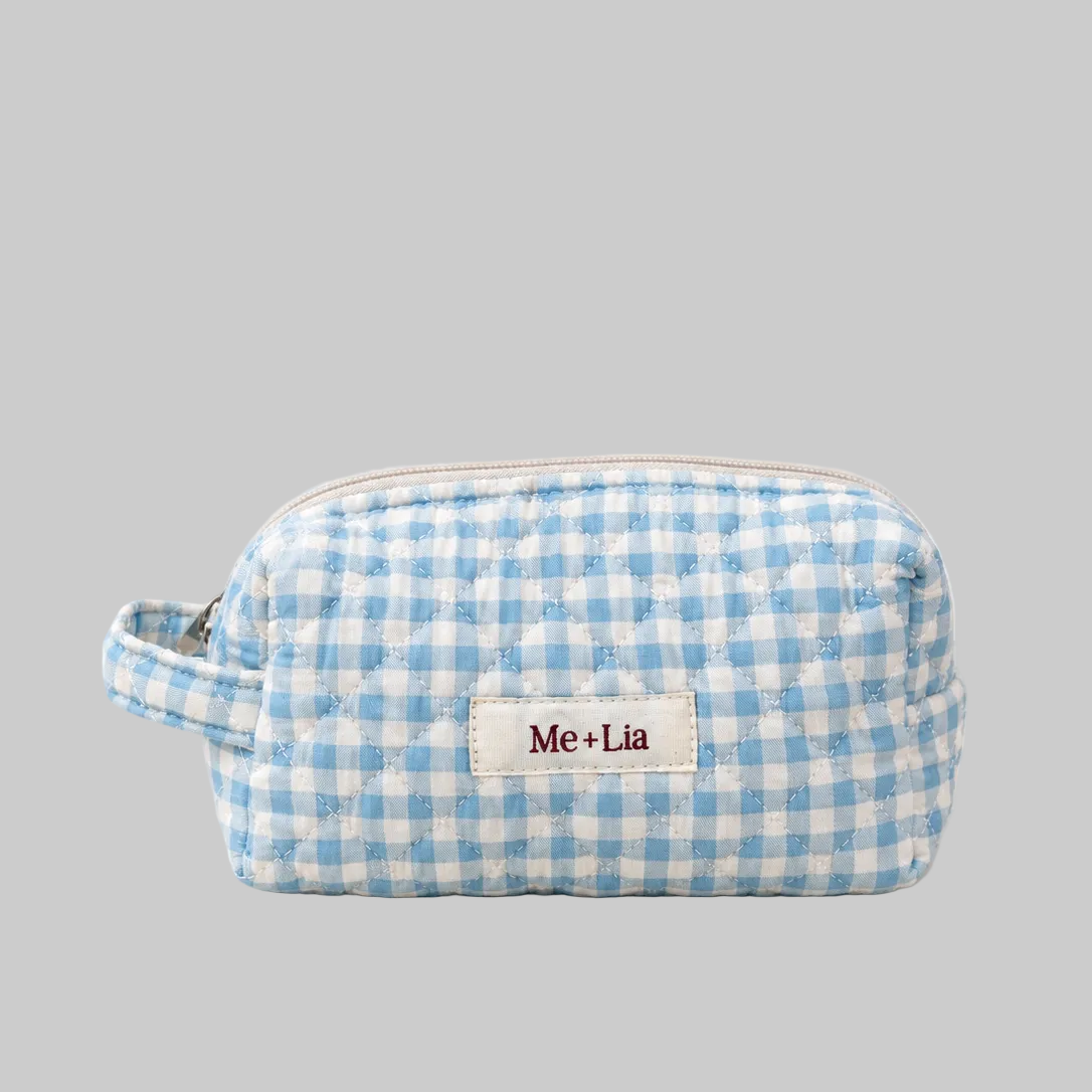 Gingham Blue Make-up Pouch - Small