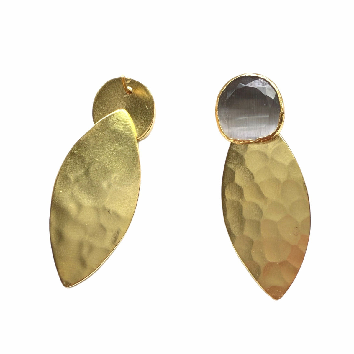 Karan Gray and Gold Hammer-Finished Earrings