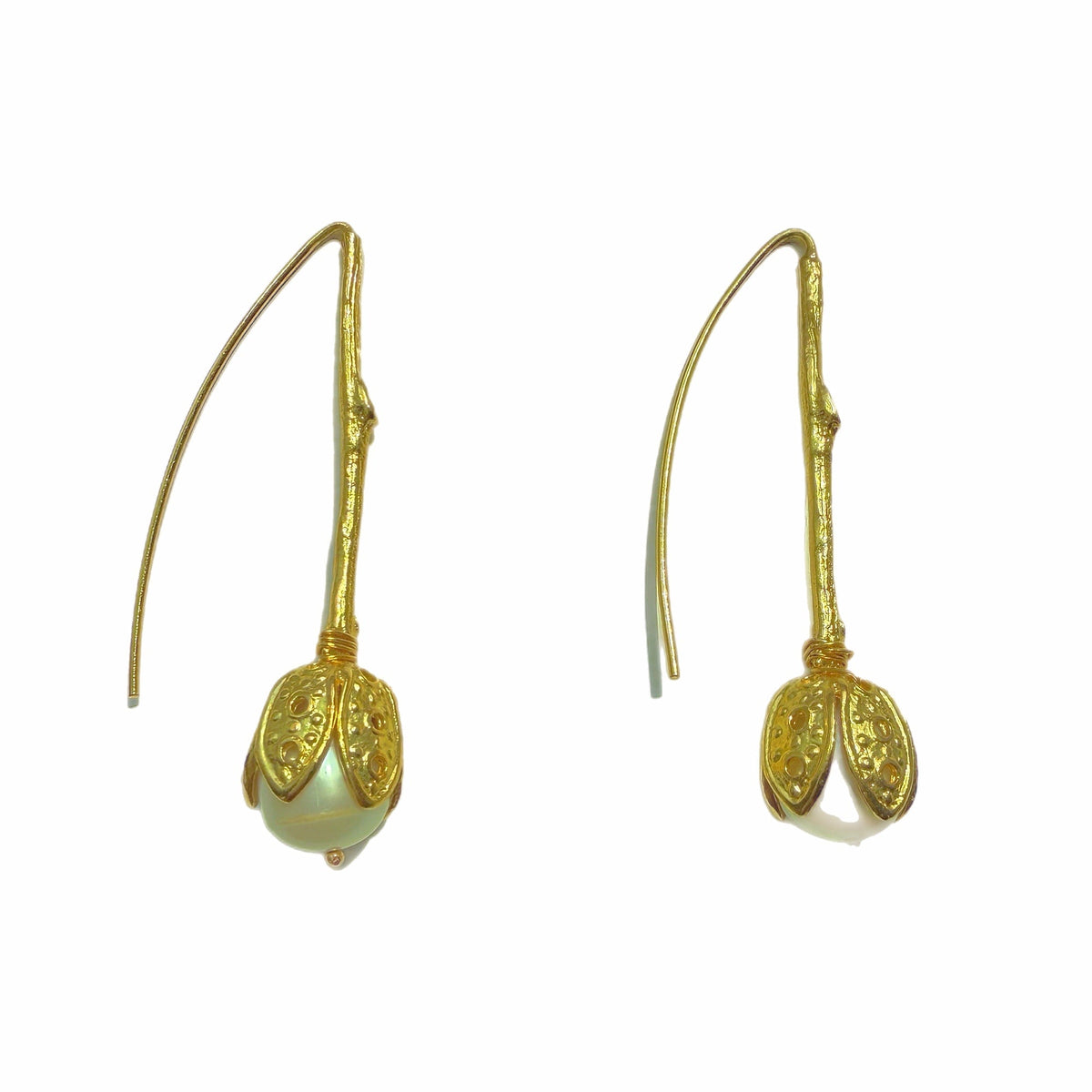 Beyaz Lale Gold and Pearl Earrings