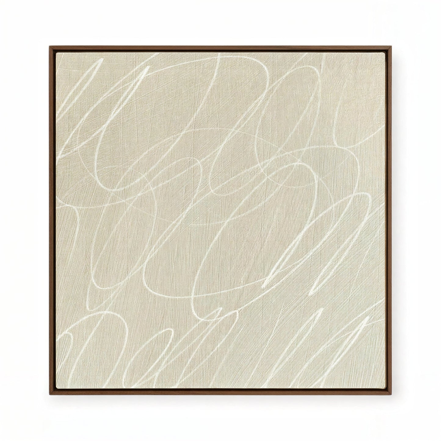 Gestural Marks in Linen by DSCVR Art Framed Square Canvas Wall Art