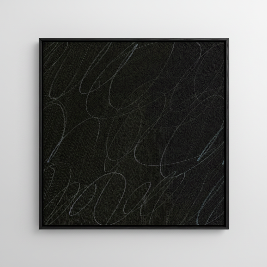 Gestural Marks in Charcoal by DSCVR Art Framed Square Canvas Wall Art
