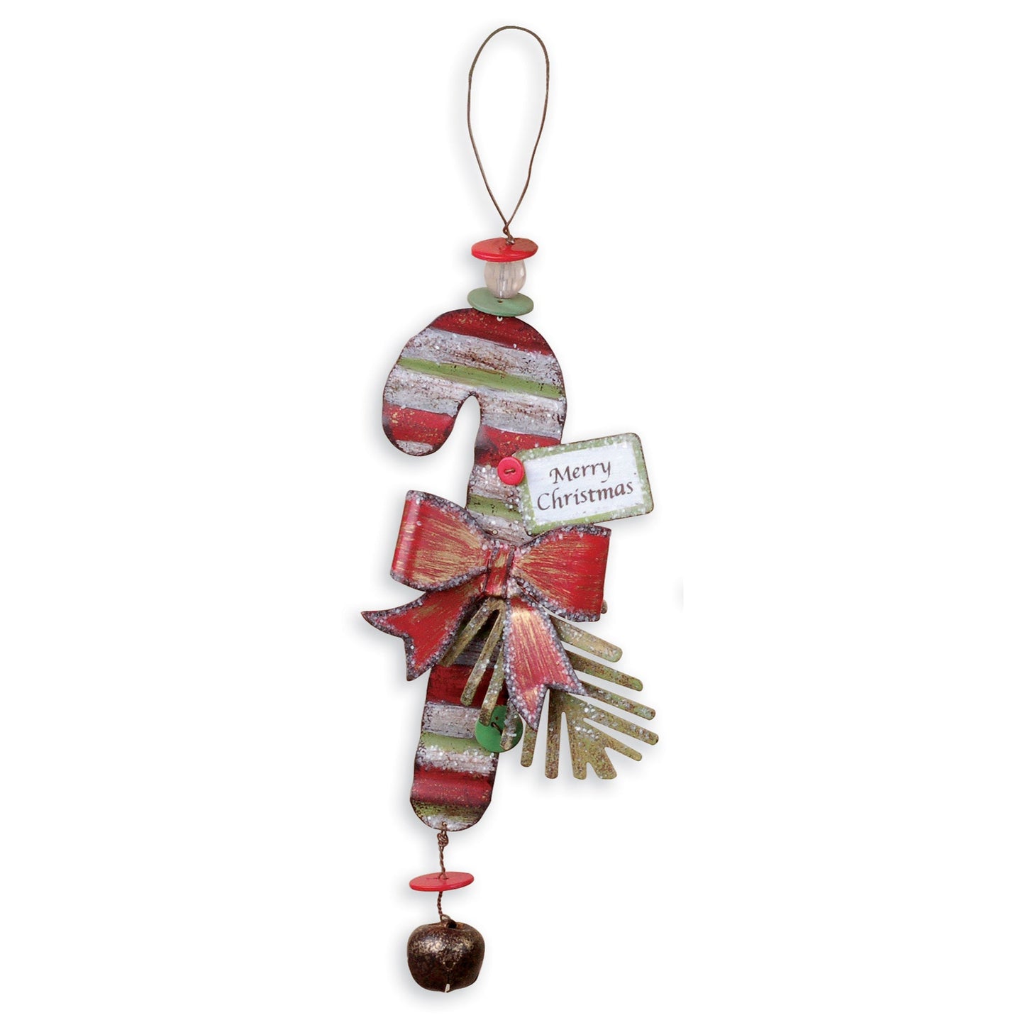 Rustic Vintage Metal Candy Cane Ornaments - Set of 4