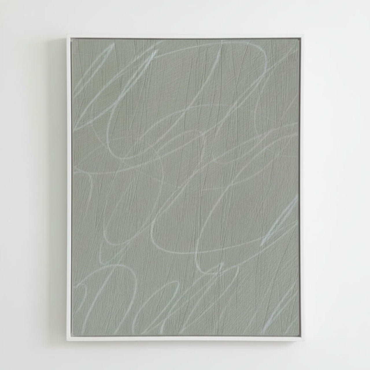 Gestural Marks in Fog Framed Canvas Wall Art