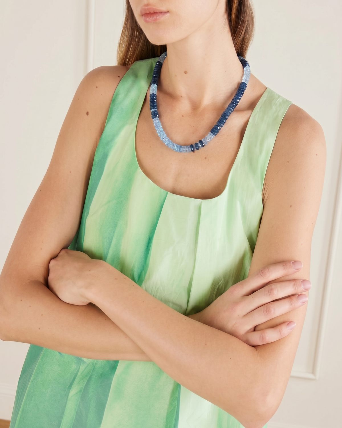Faceted Gemstone Necklace - Topaz & Dark Blue Quartz