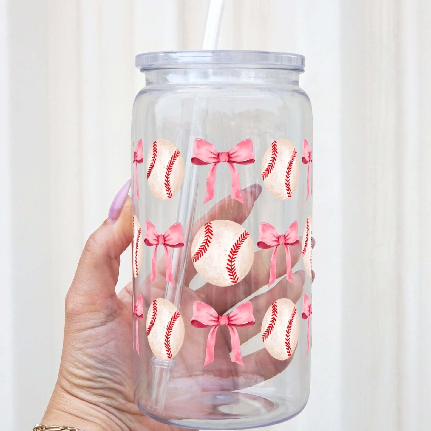 Coquette Baseball Cup With Lid and Straw